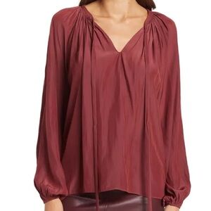 Ramy Brook Paris Peasant Blouse in Cranberry